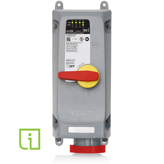 Interlock Rrid Leviton 460MI7WLEVS 60A Mechanical Interlock Red — Lighting Supply