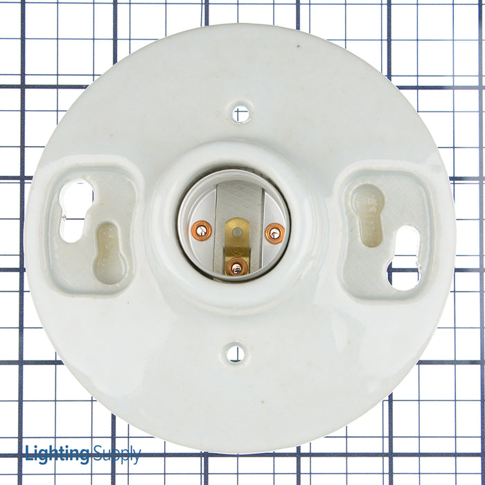 Leviton 660W/250V Medium Base One Piece Glazed Porcelain Outlet Box Mount Incandescent Lamp Holder Keyless Single Circuit 4 Screws (49875)
