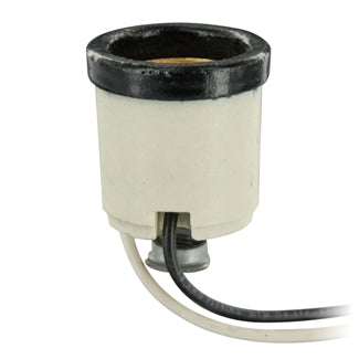 Leviton Incandescent Lamp Holder Porcelain Medium Base 660W-250V Two 9 Inch Black And White Leads 18 AWG AWM TEW 105C 600V Plastic (8152-8)