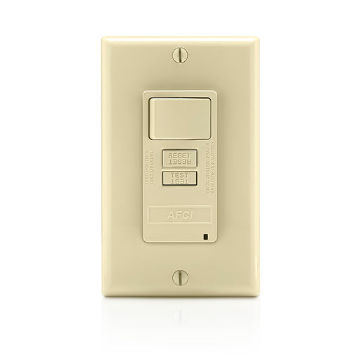 Leviton 15 Amp Switch 20 Amp Feed-Through 125V OBC AFCI With Switch Monochromatic Back And Side Wired Nylon Wall Plate/Faceplate Ivory (AFSW1-I)