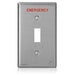 Leviton 1-Gang Toggle Device Switch Wall Plate Standard Size Antimicrobial Treated Powder Coated Stainless Steel Engraved Emergency (84001-E4A)