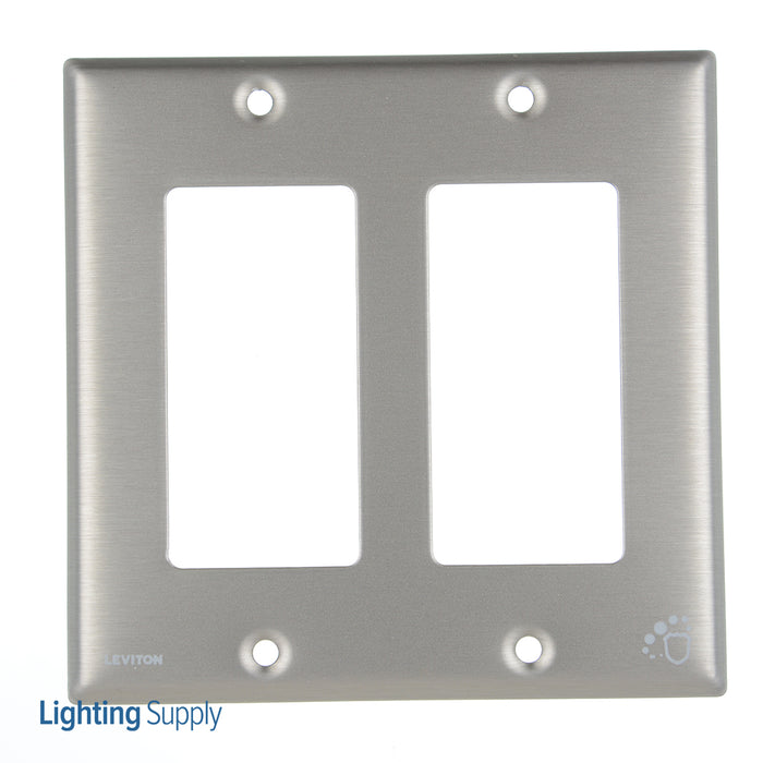 Leviton 2-Gang Decora Wall Plate Standard Size Antimicrobial Treated Powder Coated Stainless Steel (84409-A40)