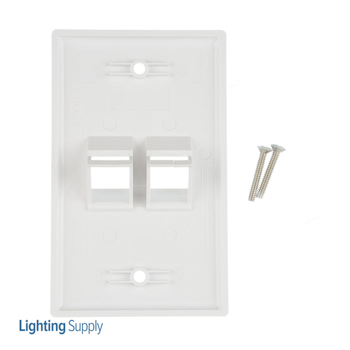 Leviton Angled 1-Gang QuickPort Wall Plate 2-Port White (41081-2WP)