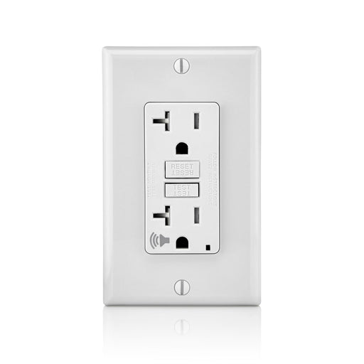 Leviton 20 Amp 125V Receptacle/Outlet 20 Amp Feed-Through Tamper-Resistant Self-Test SmartlockPro GFCI With Audible Trip Alert White (GFTA2-W)