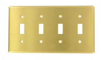 Leviton 4-Gang Toggle Device Switch Wall Plate Standard Size Brass Device Mount (81012)