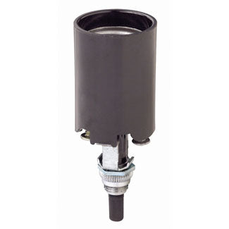 Leviton Incandescent Lamp Holder Bottom Turn Knob Switch Candelabra Medium Base 660W-250V 2 Leg Steel Bracket Assembly Pinned To Socket (4155-3)