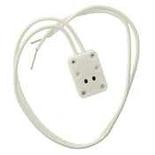 Leviton Miniature Bi-Pin Quartz Lamp Holder With Two White Leads 12 Inch Long Stripped Free End 1/2 Inch PK-93039-10-00-2B (80050-500)