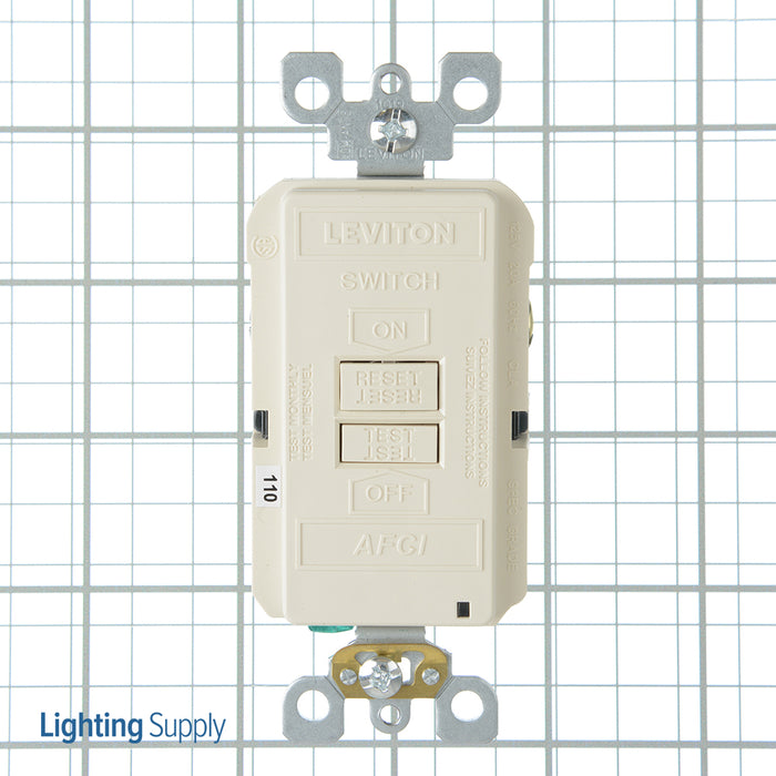 Leviton SmartlockPro AFCI Blank Face Receptacle Outlet Commercial Spec Grade 20 Amp 125V Back And Side Wire 2-Pole 3-Wire Light Almond (AFRBF-T)