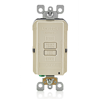 Leviton SmartlockPro AFCI Blank Face Receptacle Outlet Commercial Spec Grade 20 Amp 125V Back And Side Wire 2-Pole 3-Wire Light Almond (AFRBF-T)