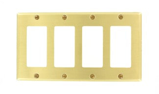 Leviton 4-Gang Decora/GFCI Device Decora Wall Plate/Faceplate Standard Size Brass Device Mount (81412)