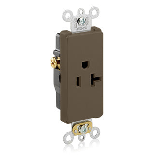Leviton Decora Plus Single Receptacle Outlet Commercial Spec Grade Smooth Face 20 Amp 125V Side Wire NEMA 5-20R 2-Pole 3-Wire Brown (16341)