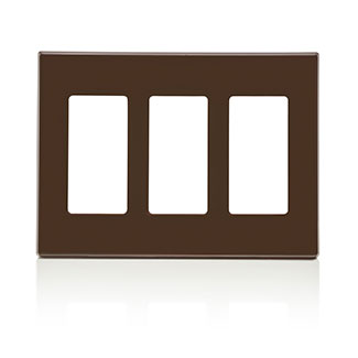 Leviton Brown Screwless Switch Plate Decora New Design 3-Gang Standard Size (80311-S0)