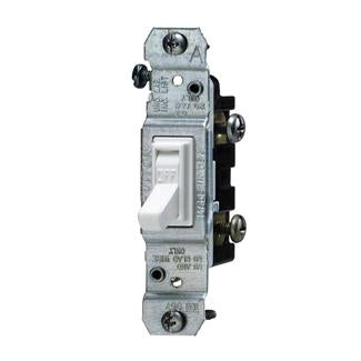 Leviton 15 Amp 120V Toggle Framed Less Ears Single-Pole AC Quiet Switch Residential Grade Grounding QuickWire Push-In And Side (1451-4W)