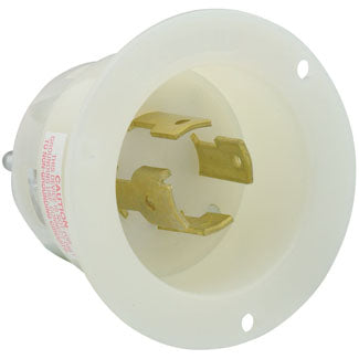 Leviton 30 Amp 120/208V 3-Phase Y NEMA Non-NEMA 4P 4W Flanged Inlet Locking Receptacle Industrial Grade Non-Grounding White (3434-C)