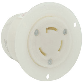 Leviton 30 Amp 125/250V NEMA Non-NEMA 3P 3W Flanged Outlet Locking Receptacle Industrial Grade Non-Grounding White (3335-C)