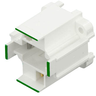 Leviton G24d-2 Base 18W 2-Pin 10mm Compact Fluorescent Lamp Holder Vertical Bottom Screw-Down Green Color Code Quick-Connect 18 AWG (26725-212)