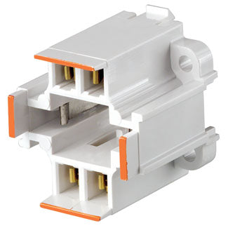 Leviton G24q-3 GX24q-3 Base 26W 4-Pin 10mm Compact Fluorescent Lamp Holder Vertical Bottom Snap-In Orange Color Code Quick-Connect (26725-403)