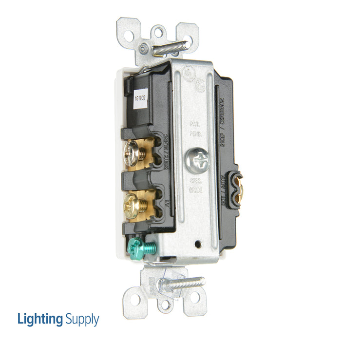 Leviton Combination Decora Switch With LED Guide Light 15A-120VAC White (6526-W)