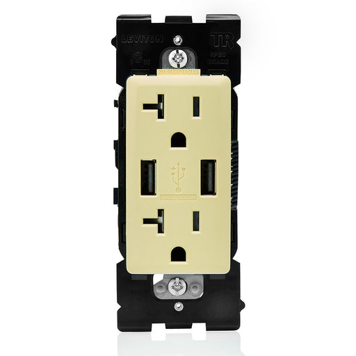 Leviton Combination Duplex Receptacle/Outlet And USB Charger 20 Amp 125V Renu Tamper-Resistant Receptacle/Outlet NEMA 5-20R Corn Silk (RUAA2-CS)