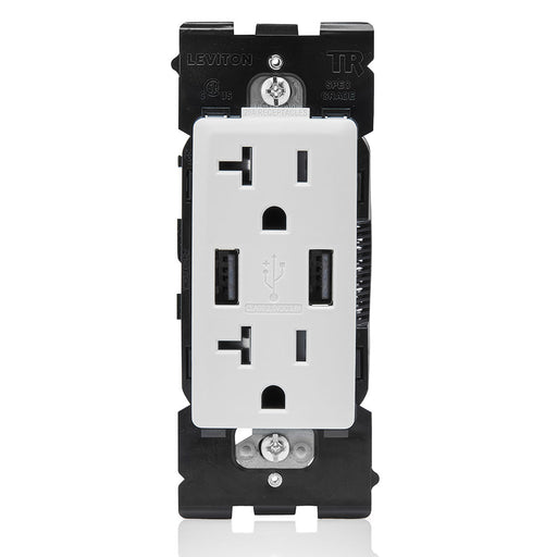 Leviton Combination Duplex Receptacle/Outlet And USB Charger 20 Amp 125V Renu Tamper-Resistant Receptacle/Outlet NEMA 5-20R (RUAA2-WW)