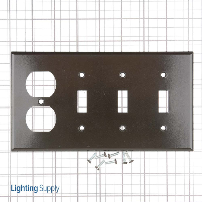 Leviton Combination Wall Plate 4-Gang 3-Toggle 1-Duplex Device Standard Size Thermoset Device Mount Brown (P38)