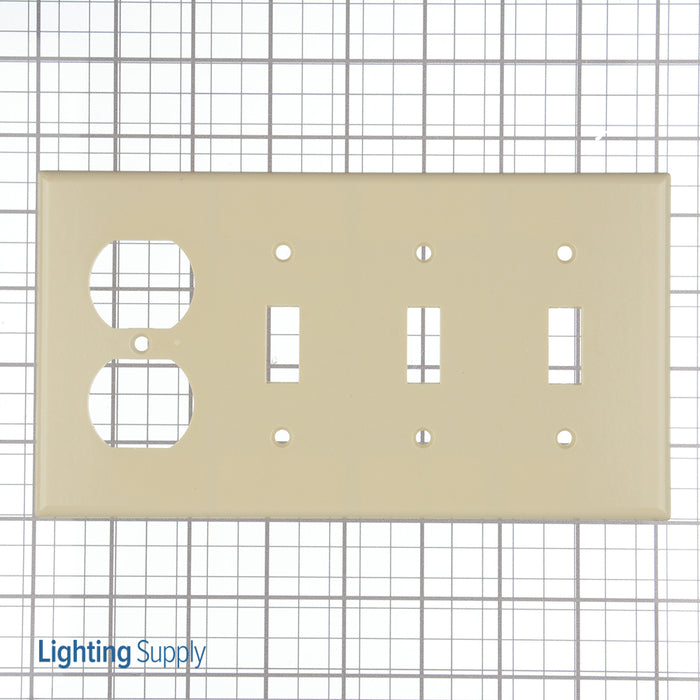 Leviton Combination Wall Plate 4-Gang 3-Toggle 1-Duplex Device Standard Size Thermoset Device Mount Ivory (P38-I)