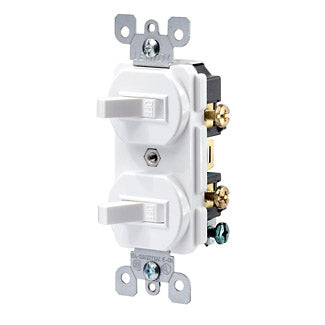 Leviton 20 Amp 120/277V Duplex Style Single-Pole/Single-Pole AC Combination Switch Commercial Grade Non-Grounding Side Wired Brown (5334)