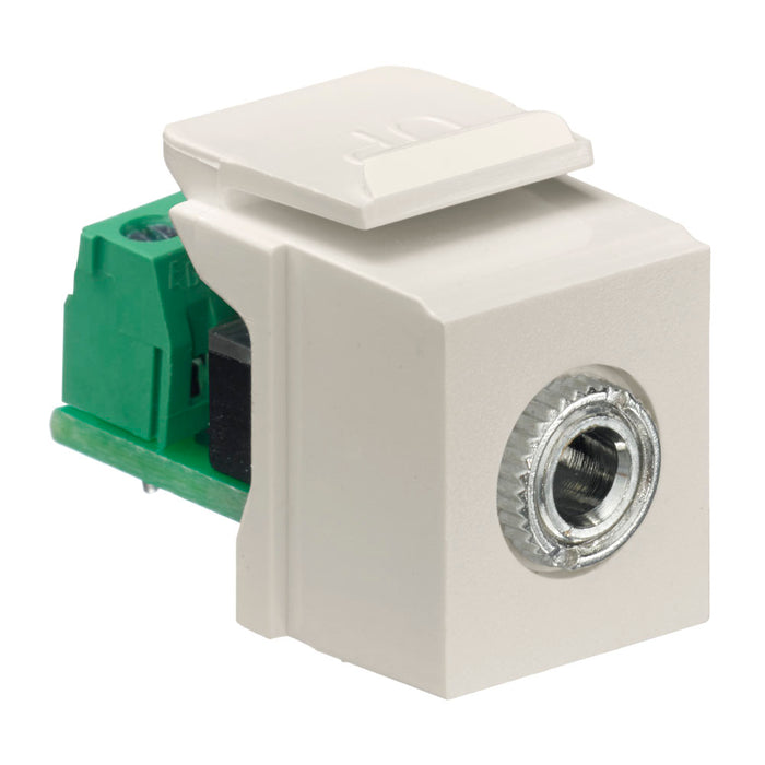 Leviton 3.5mm Stereo QuickPort Connector Female To Screw Terminal Ivory Housing (40839-SIS)