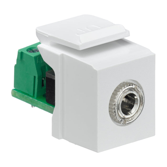 Leviton 3.5mm Stereo QuickPort Connector Female To Screw Terminal White Housing (40839-SWS)