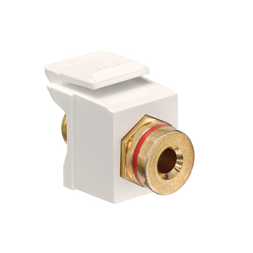 Leviton Banana Jack QuickPort Connector Gold-Plated Red Stripe Light Almond Housing (40837-BTR)