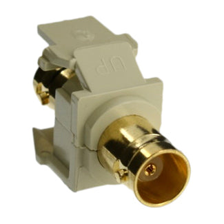 Leviton BNC Feedthrough QuickPort Connector Gold-Plated 50 Ohm Ivory Housing (40832-BI)