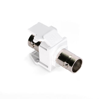 Leviton BNC Feedthrough QuickPort Connector Nickel-Plated 50 Ohm White Housing (41084-BWF)