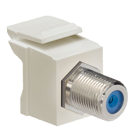Leviton Feedthrough QuickPort F-Connector Nickel Plated Ivory Housing Nickel Or Gold-Plated Female-To-Female 75 Ohm Connector (41084-FIF)