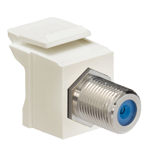 Leviton Feedthrough QuickPort F-Connector Nickel Plated Light Almond Housing Nickel Or Gold-Plated Female-To-Female 75 Ohm Connector (41084-FTF)