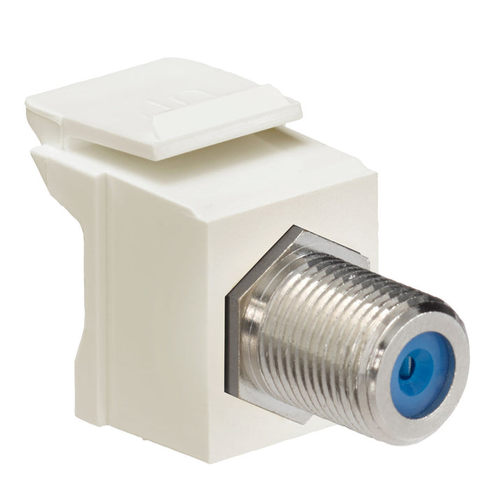 Leviton Feedthrough QuickPort F-Connector Nickel Plated Light Almond Housing Nickel Or Gold-Plated Female-To-Female 75 Ohm Connector (41084-FTF)