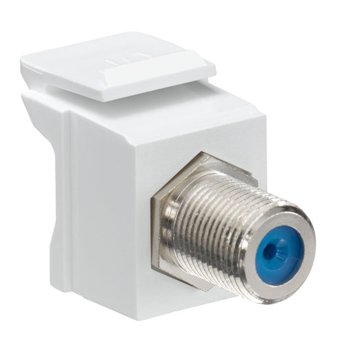 Leviton Feedthrough QuickPort F-Connector Nickel Plated White Housing Nickel Or Gold-Plated Female-To-Female 75 Ohm Connector (41084-FWF)