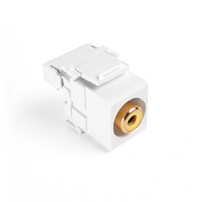 Leviton RCA 110-Termination QuickPort Connector Yellow Connector White Housing (40735-RYW)