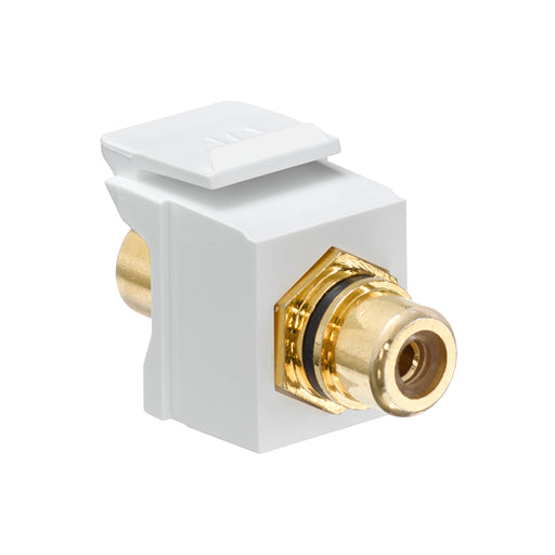 Leviton RCA Feedthrough QuickPort Connector Gold-Plated Black Stripe White Housing (40830-BWE)