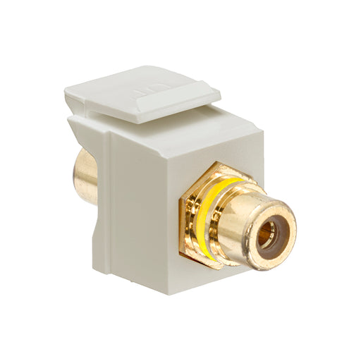 Leviton RCA Feedthrough QuickPort Connector Gold-Plated Yellow Stripe Ivory Housing (40830-BIY)