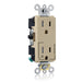 Leviton Decora Plus Duplex Receptacle Outlet Heavy-Duty Industrial Spec Grade Split-Circuit One Outlet Marked Controlled 15 Amp 125V Back Or Side Wire Ivory (TDR15-S1I)