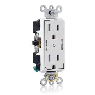 Leviton Decora Plus Duplex Receptacle Outlet Heavy-Duty Industrial Spec Grade Two Outlets Marked Controlled Tamper-Resistant 15 Amp 125V White (TDR15-S2W)
