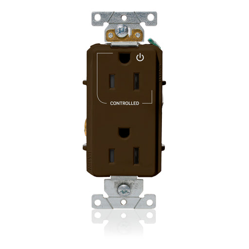 Leviton Decora Plus Duplex Receptacle Outlet Heavy-Duty Industrial Spec Grade Split-Circuit One Outlet Marked Controlled 15 Amp 125V Brown (16252-1P)
