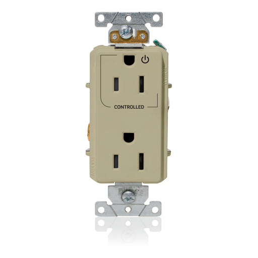 Leviton Decora Plus Duplex Receptacle Outlet Heavy-Duty Industrial Spec Grade Split-Circuit One Outlet Marked Controlled 15 Amp 125V Ivory (16252-1PI)