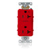 Leviton Decora Plus Duplex Receptacle Outlet Heavy-Duty Industrial Spec Grade Split-Circuit One Outlet Marked Controlled 20 Amp 125V Red (16352-1PR)