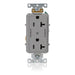 Leviton Decora Plus Duplex Receptacle Outlet Heavy-Duty Industrial Spec Grade Two Outlets Marked Controlled Smooth Face 20 Amp 125V Gray (16352-2PG)
