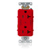 Leviton Decora Plus Duplex Receptacle Outlet Heavy-Duty Industrial Spec Grade Two Outlets Marked Controlled Smooth Face 20 Amp 125V Red (16352-2PR)