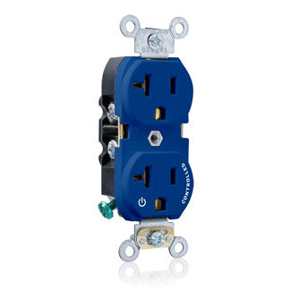 Leviton Duplex Receptacle Outlet Heavy-Duty Industrial Spec Grade Split-Circuit One Outlet Marked Controlled 20A/125V Back Or Side Wire Blue (5362-S1B)