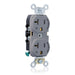 Leviton Duplex Receptacle Outlet Heavy-Duty Industrial Spec Grade Two Outlets Marked Controlled Smooth Face 20 Amp 125V Gray (5362-S2G)