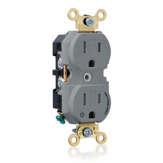 Leviton Duplex Receptacle Outlet Extra Heavy-Duty Industrial Spec Grade Split-Circuit One Outlet Marked Controlled Back Or Side Wire Gray (5262-1PG)