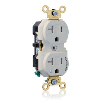 Leviton Duplex Receptacle Outlet Extra Heavy-Duty Industrial Spec Grade Split-Circuit One Outlet Marked Controlled 20A/125V Back Or Side Wire Light Almond (5362-1PT)